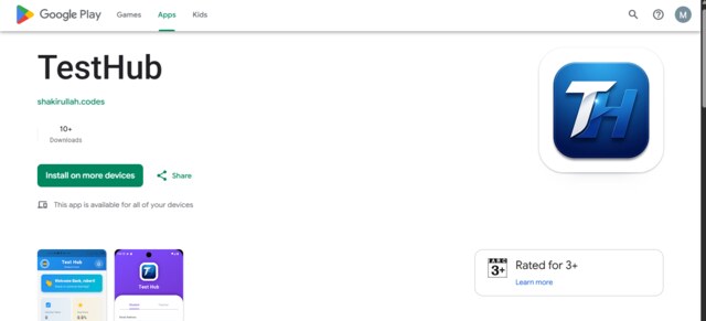 TestHub app screenshot