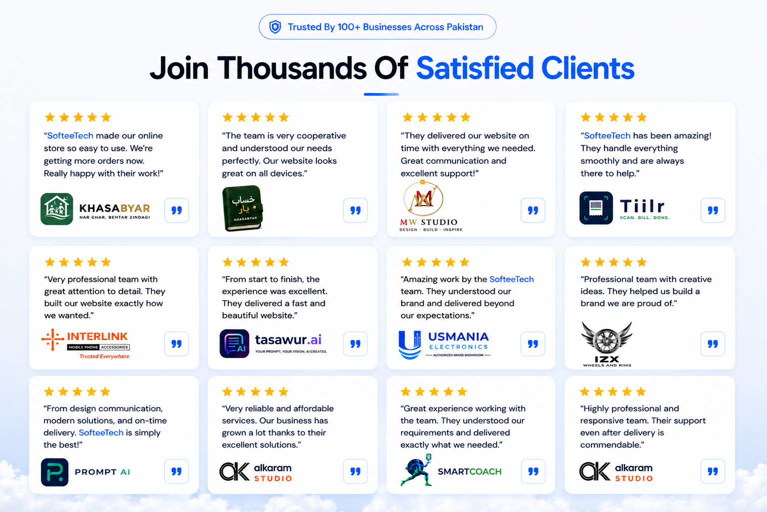 SofteeTech client testimonials